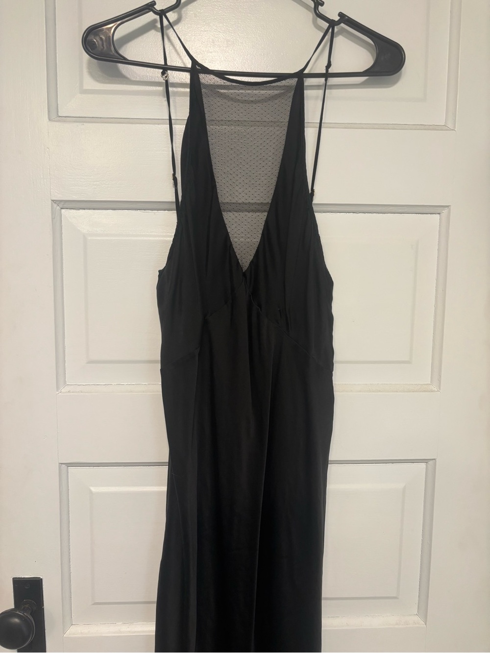 Victoria’s Secret Black Silk Strappy Dress with Sheer Mesh Back
